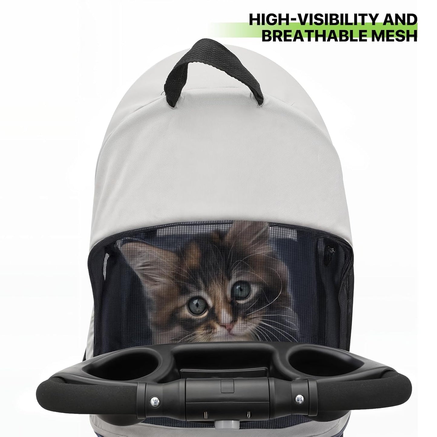 Magshion Compact Pet Stroller for Small-Medium Dogs/Cats up to 22lbs, 4-Wheel Lightweight Umbrella Shaped Portable Puppy Travel Jogger with Breathable Mesh, Cup Holder & Rear Storage, Black