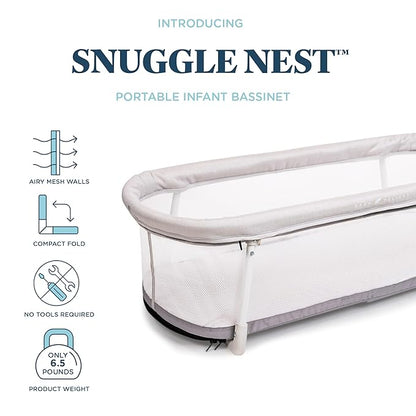 Baby Delight Snuggle Nest Bassinet, Portable Baby Bed, for Infants 0 – 5 Months, Driftwood Grey