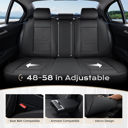 Coverado Leather Seat Covers for Car, Waterproof Car Seat Covers Full Set, 2 in 1 Conversions Car Seat Cover Protector Car Accessories Universal Fit for Most Cars SUVs and Trucks Beige