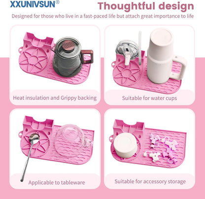 Bottle Drying Rack, Draining Mat for Stanley Tumblers20-40oz, Mugs, Wine Glasses, Compact Portable Cup Dryer Stand for Countertops, Office, RVs & Travel (Crystal Pink)