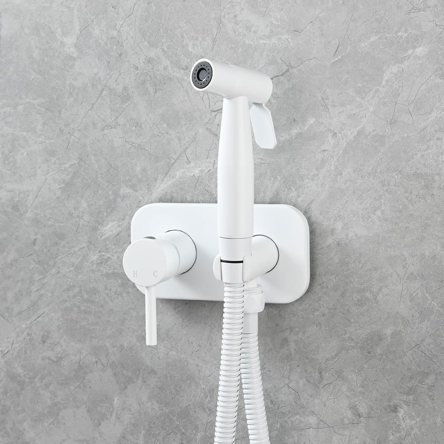 Tecmolog Stainless Steel Bathroom Bidet Sprayer Set Concealed Bidet Sprayer for Toilet Hot and Cold Handheld Cloth Diaper Sprayer Kit