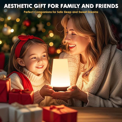 Auxmir LED Night Light Bedside Lamp Touch and Remote Control Dimmable Tabletop 13 RGB Colors Changing 5 Brightness Adjustable Rechargeable Portable Lamp for Baby Kids Nursery Bedroom Bathroom Camping