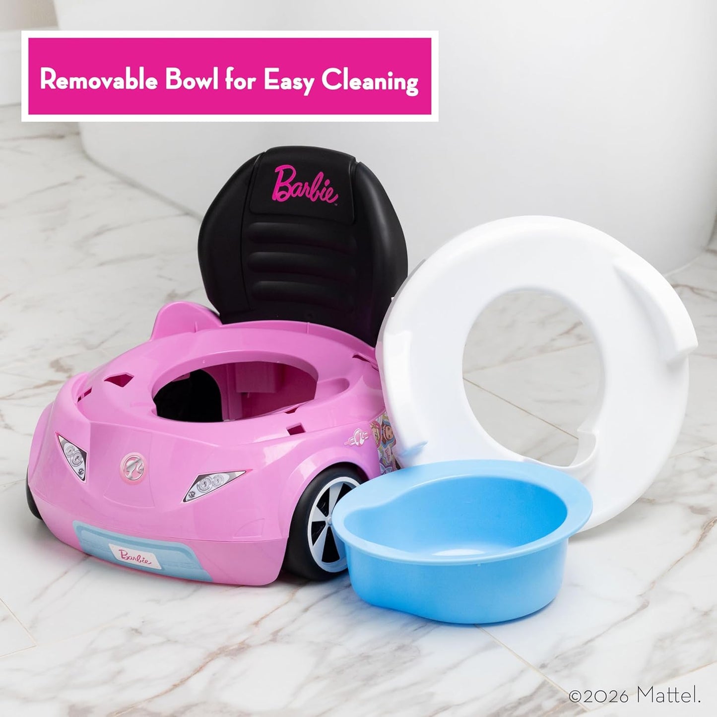 Barbie™ Convertible Car Potty Training Toilet, Includes Detachable Toddler Toilet Seat and Kids Potty, Ages 12 Months and Up, Pink