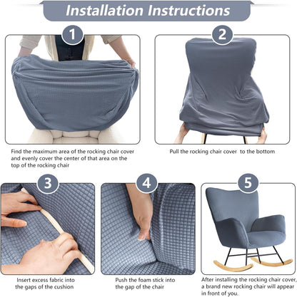 Nursery Rocking Chair Cover,1 Piece Glider Chairs Cover Slipcovers,Soft with Elastic Bottom Spandex Jacquard Small Checks,Furniture Protector Washable