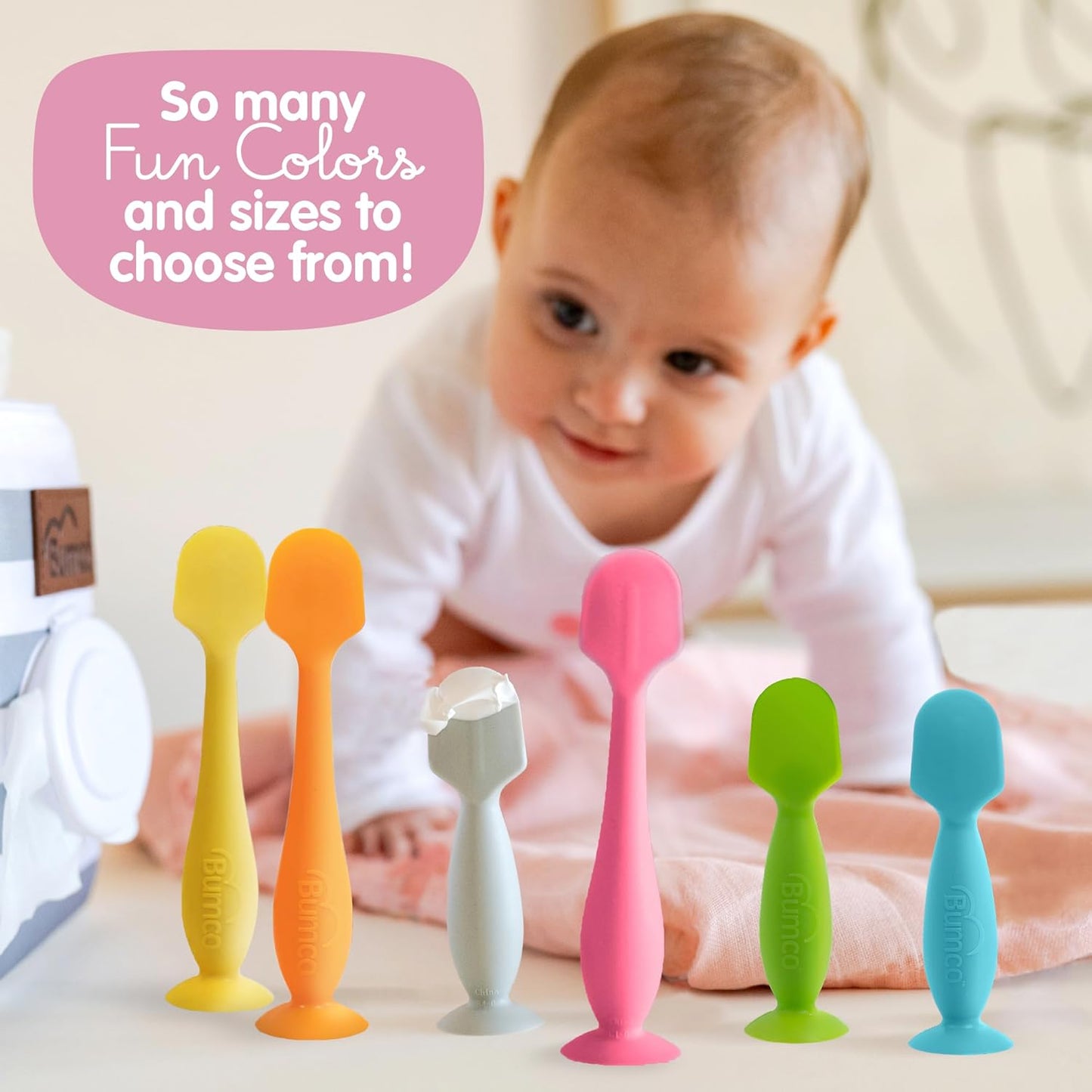 Baby Bum Brush - BPA-Free Diaper Cream Spatula with Suction Cup Base, Soft & Flexible Silicone, Wipe-Clean, Mom-Invented Diaper Bag Essentials