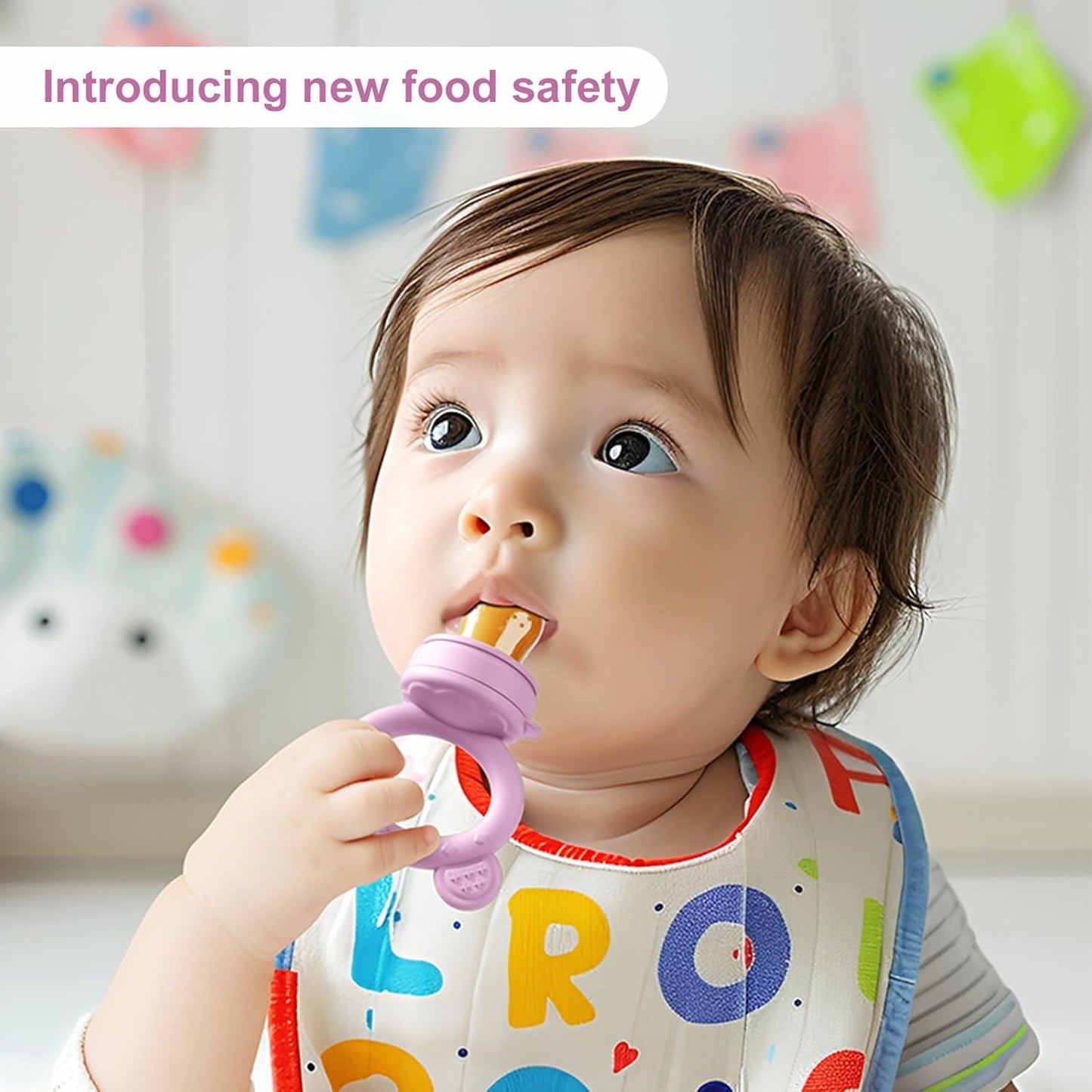 WAJIAYON Baby Breastmilk Popsicle Molds & Baby Fruit Feeder (4 Pack), Infant Food Freezer Tray Storage Containers, Silicone Teething Pacifier Feeder and Teether for Babies,Boys and Girls-Pink&Purple