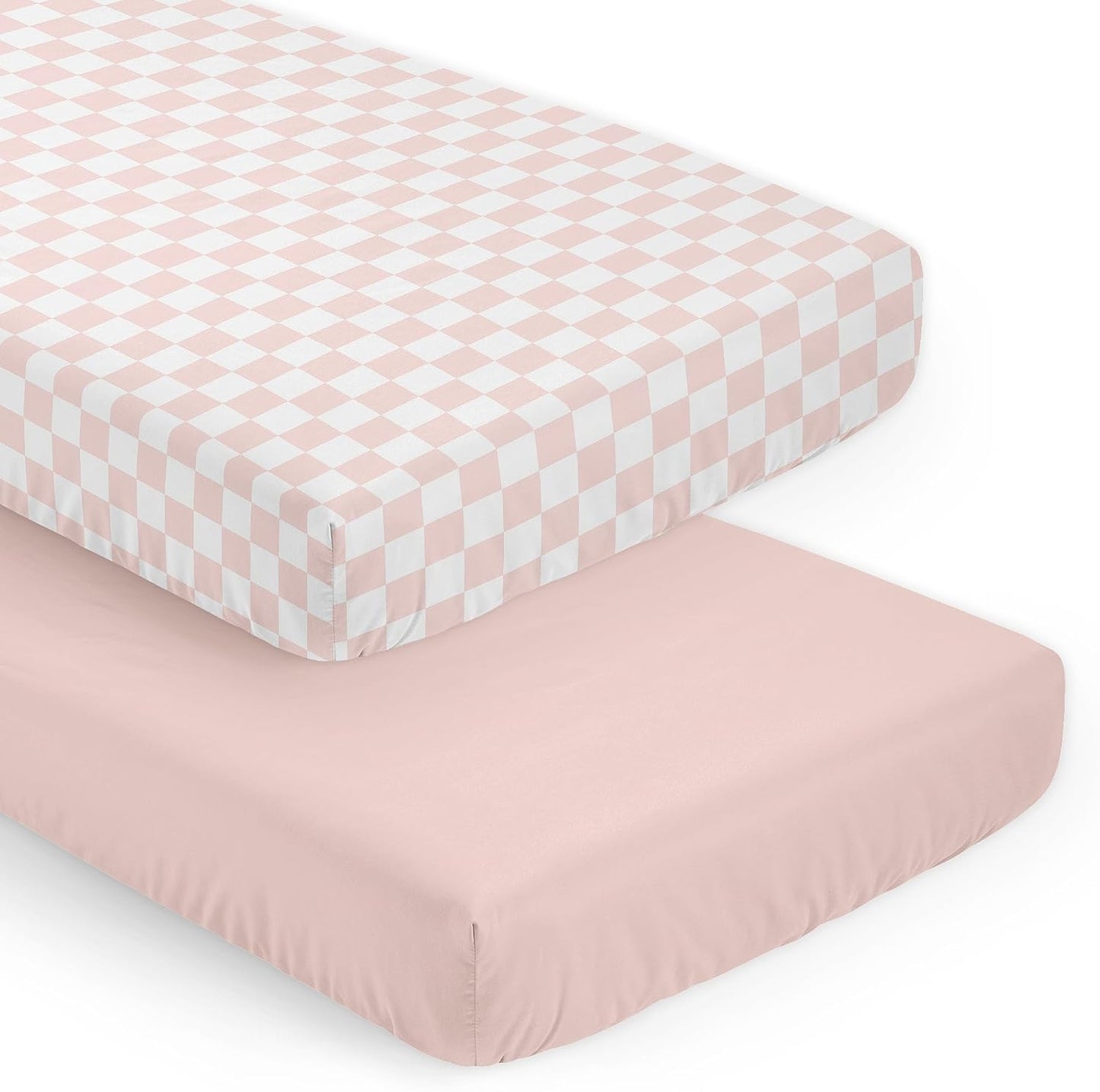 Sweet Jojo Designs 2-Piece Baby Bassinet Sheets Set (Black/White Gingham Checkered Plaid) for Boy/Girl, Infant Newborn Nursery, Oval, Rectangle & Hourglass Mattress (Solid Onyx & Classic Checkerboard)