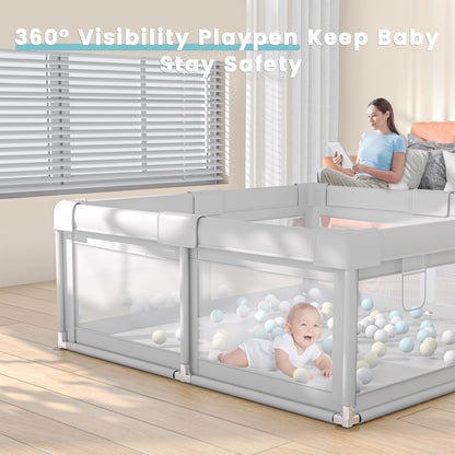 Hiaksedt Baby Playpen 50x50 Inch, Play Pens for Babies and Toddlers Baby Fence Play Yards for Indoor & Outdoor with Breathable Mesh Anti-Fall Playpen