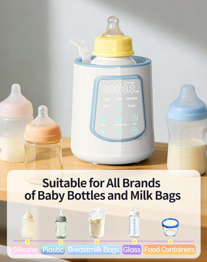 12 in 1 Fast Baby Bottle Warmer with Even Heating No Hot Spots, Night Mode, Sterili-zing, Constant Temp Milk Warmer for Breastmilk & Formula, Fits All Bottles Grey
