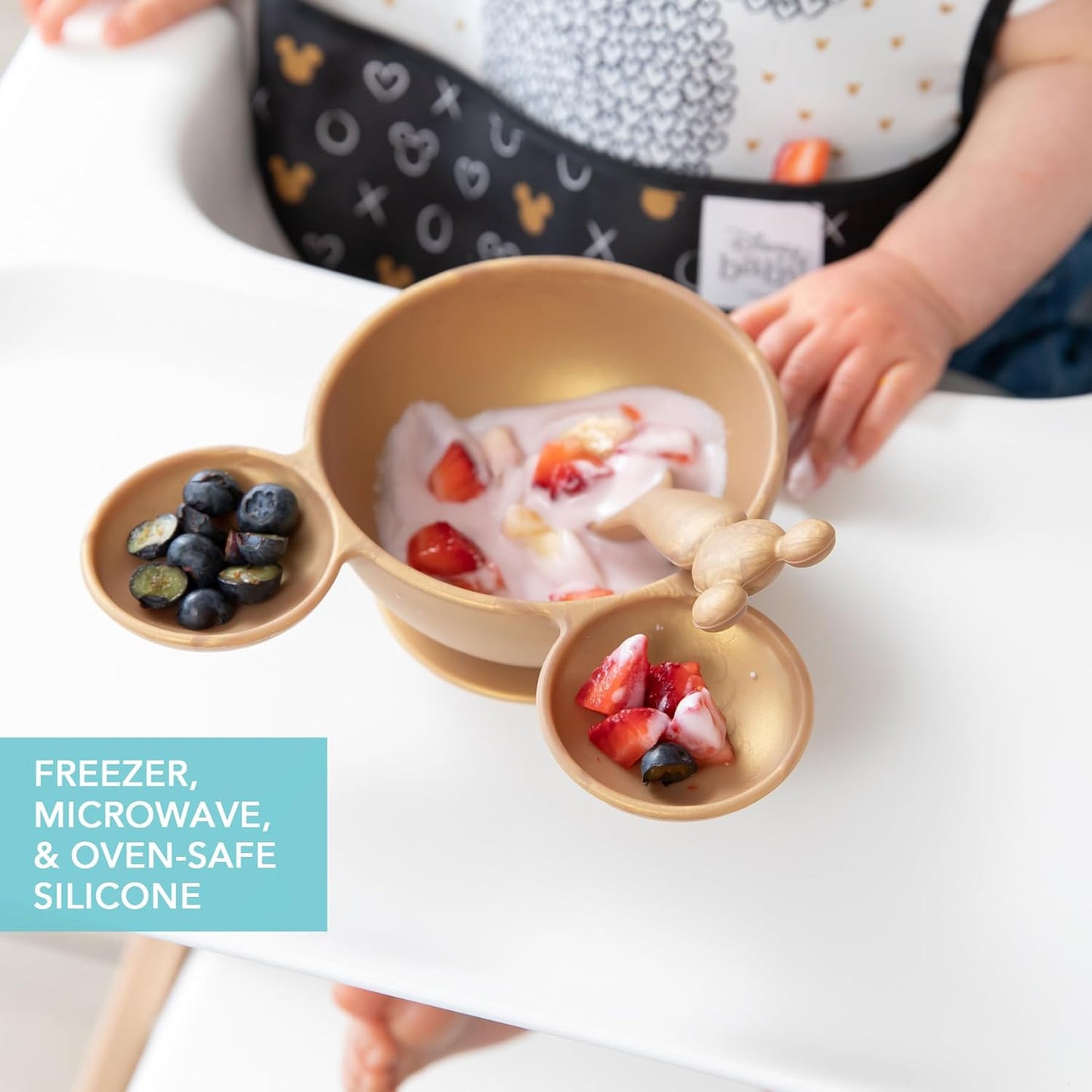 Bumkins Baby Bowl, Silicone Feeding Set with Suction for Baby and Toddler, Includes Spoon and Lid, First Feeding Set, Training Essentials for Baby Led Weaning for Babies 4 Months Up, Sage