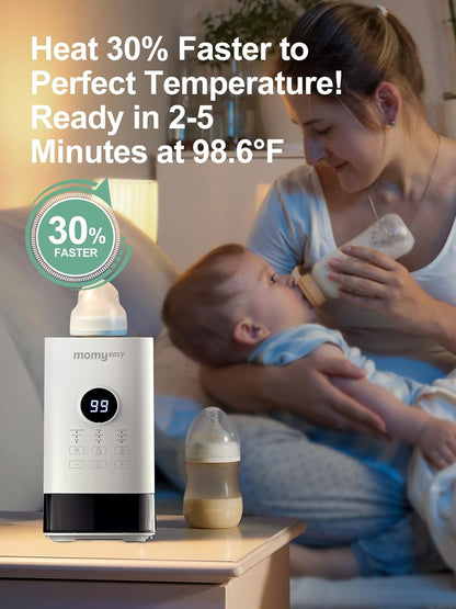 MOMYEASY Fast 2-Minute Baby Bottle Warmer - Steam Heating for Breastmilk & Formula, Fits All Bottles, Precise Temp Control with Timer, Auto Shut-Off