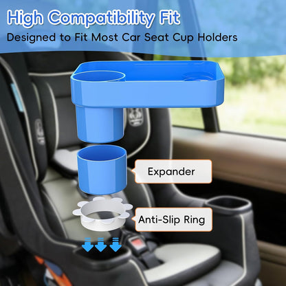 Kids Car Seat Tray, Travel Tray with Cup Holder for Toddler Baby, Kids Car Seat Food Snack Organizer for Road Trip, Stroller Snack Organizer Travel Must Haves Toddler Must Haves (Dark Gray, 1PCS)