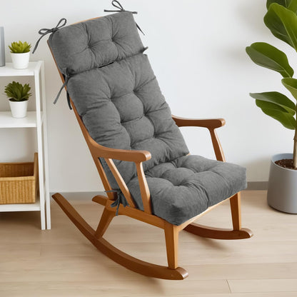 Millsilo Rocking Chair Cushions 3-Piece Set with Neck Pillow, Indoor Rocker Comfortable Tufted Non-Slip Pads with Ties, High-Density Foam Cushion for Adirondack Glider Chair, Orange, 52 x 19 x 4 Inch