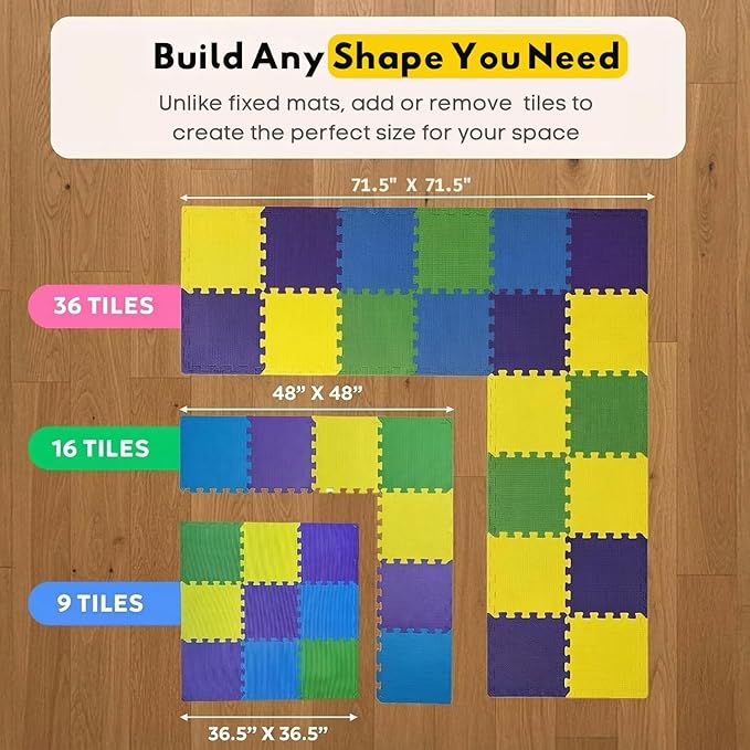MioTetto Baby Play Mat, Comfortable Playtime Mat – Portable Foam Floor Tiles, Safe Baby mat for Floor for Crawling & Development, Soft Play mat for Babies, Stylish Interlocking Foam Tiles