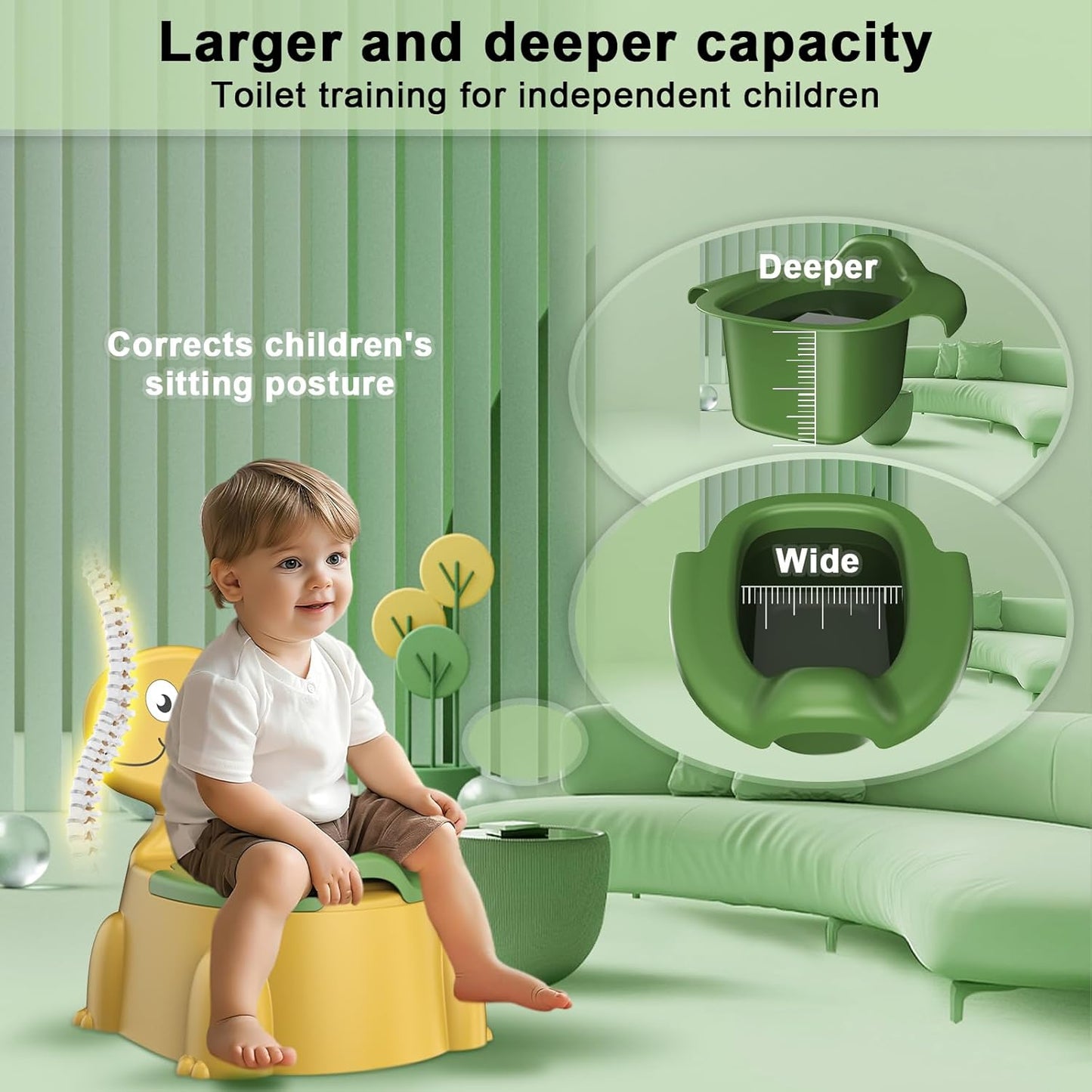 Potty Training Toilet, Toddler Potty Training Seat Baby Potty Chair, Dinosaur Toilet Potty Seat for Boys Girls Kids Toddlers, Portable Travel Potty with lid,Urinal, Splash Guard, Non-Slip Pad(Blue)