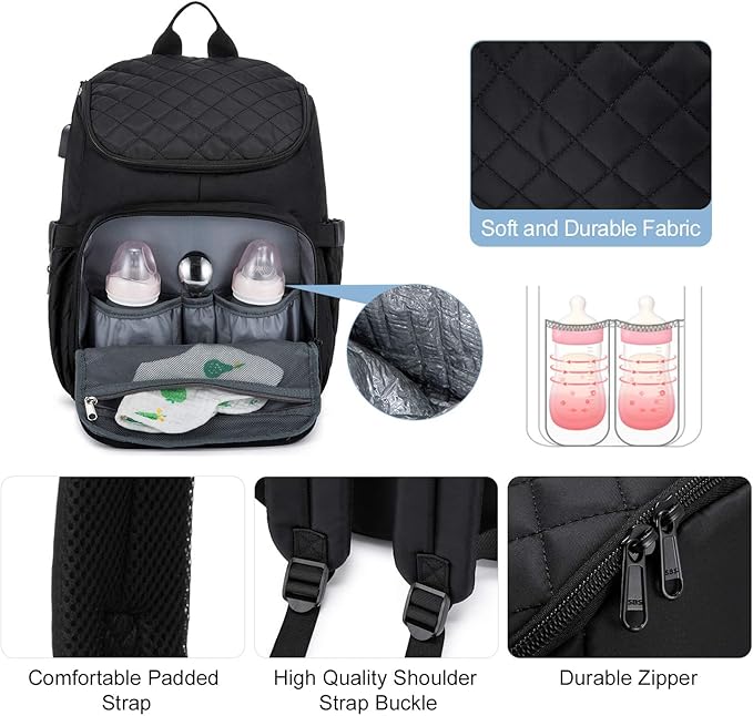 LOVEVOOK Diaper Bag Backpack Large Capacity Baby Bag with Portable Changing Pad, Multifunction Baby Travel Backpack