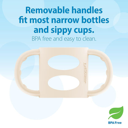 Dr. Brown's Narrow Baby Bottle Handles, 100% Silicone, Easy Grip Removable Handles for Bottle to Sippy Cup Transition, Blue, 4m+