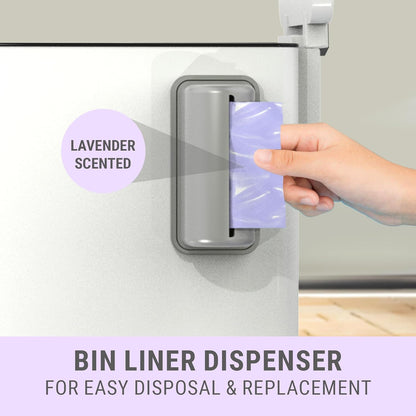 Sliq Baby Diaper Trash Can Odor Control, Small Diaper Pail, 3.2 Gal Baby Trash Can for Diapers, Disposal Bin for Nursery Garbage Pail, Anti Odor Bin with 30 Lavender Scented Refills