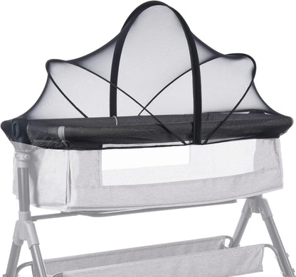 Bassinet Cover Mosquito Net for Babies to Keep Insects/Bugs/Cats Out, Toddler Bassinet/Bedside Sleeper/Crib Net with Two-Way Zippers & Storage Bag, Breathable Mesh Holes, White