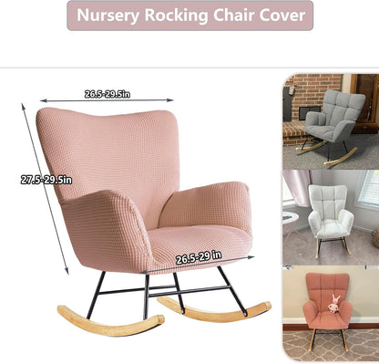 Nursery Rocking Chair Cover,1 Piece Glider Chairs Cover Slipcovers,Soft with Elastic Bottom Spandex Jacquard Small Checks,Furniture Protector Washable