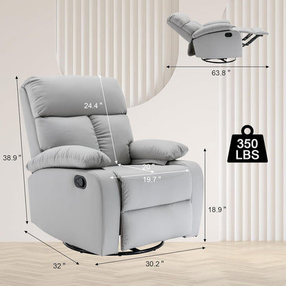 hzlagm Swivel Rocker Recliner, Rocking Chair Nursery, Small Rocker Recliners for Small Spaces, Living Room, Bedroom, Nursery, RV, Light Grey