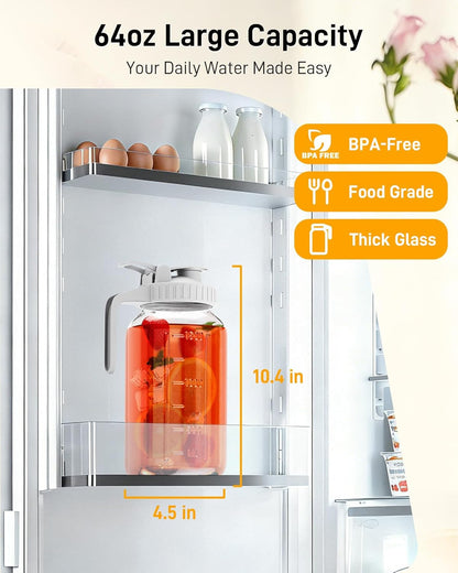 OneDream Breast Milk Pitcher 32oz Glass Pitcher with Lid, Formula Pitcher Leakproof Drip-Free Spout, Wide Mouth Mason Jar Pitcher for Easy Pouring, Dishwasher Safe Breastmilk Storage Pitcher