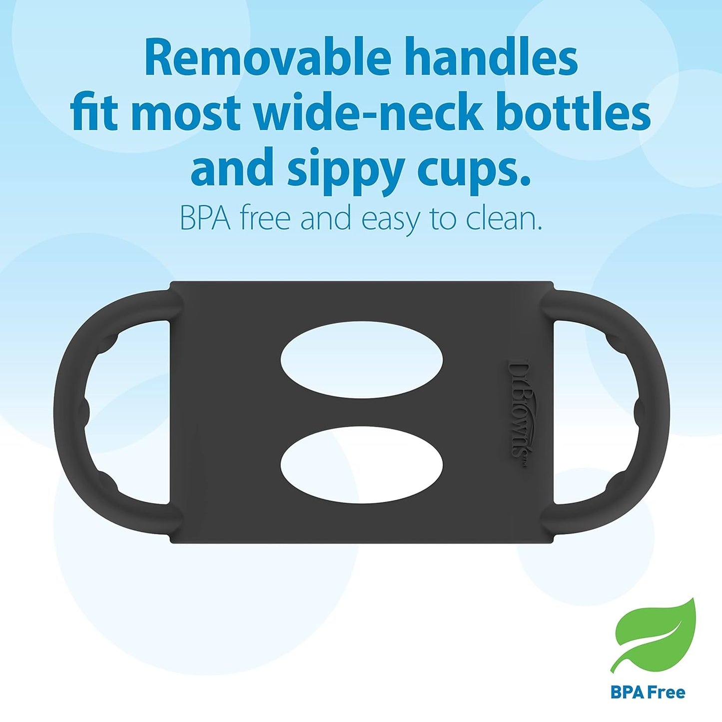 Dr. Brown's Milestones Wide-Neck Sippy Spout Bottle with 100% Silicone Handles, Easy-Grip Handles with Soft Sippy Spout, 9oz/270mL, Green & Gray, 2-Pack, 6m+