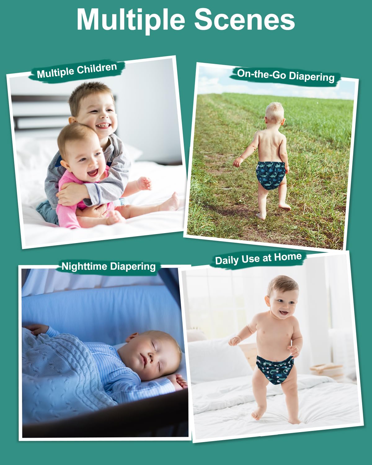 babygoal Cloth Diaper Covers 6 Pack with Wet Bag for Fitted Diapers and Prefolds with Double Gussets, Adjustable and Reusable for Baby Boys and Girls