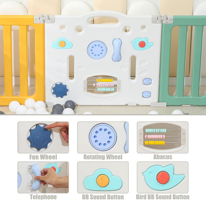 Bestgame Baby Play Pen, Foldable Play Pens for Babies and Toddlers, 14 Panels Extra Large Baby Playpen, Astronauts Portable Fence, Kids Gate Playpen Yard - Grey