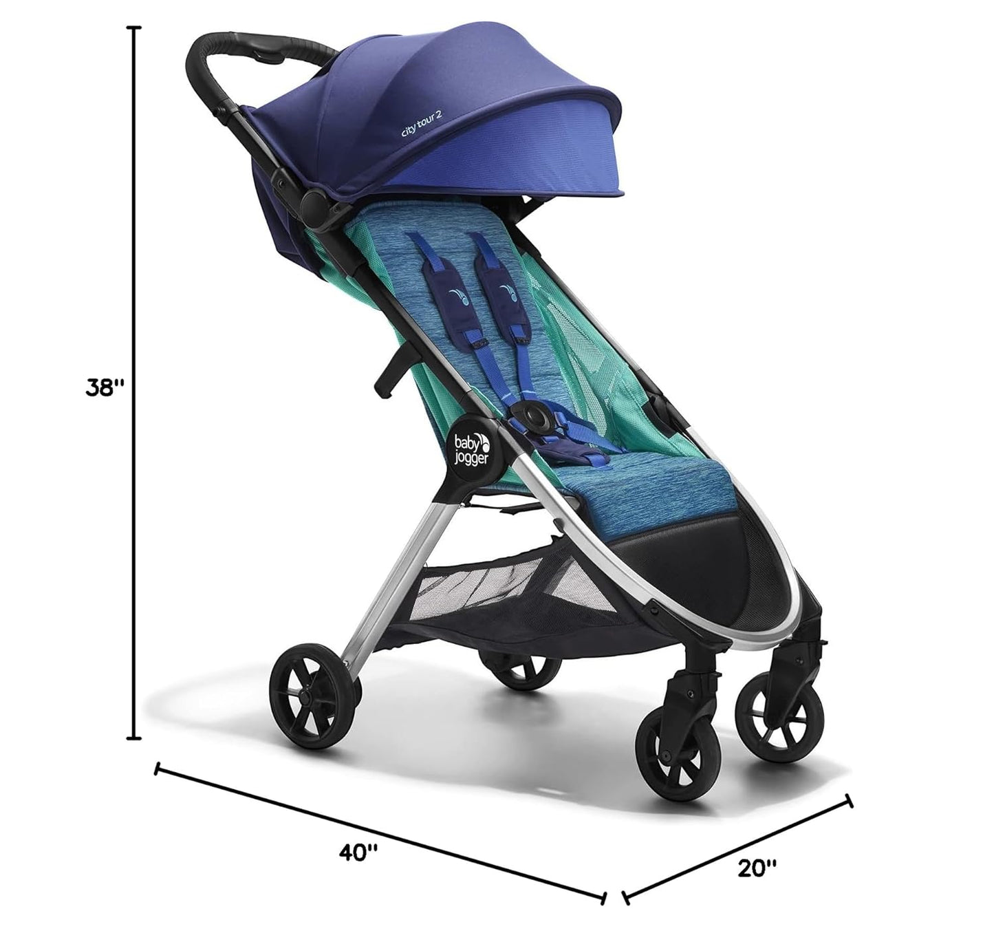 Baby Jogger City Tour 2 Carry-On Approved Travel Stroller, Ultra-Compact Baby Stroller, Lightweight, Easy Fold, Baby Travel Essential, Pitch Black