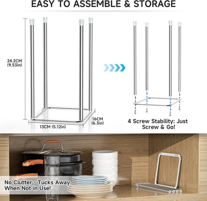Water Bottle Drying Rack Reusable Bottle Rack Dryer Kitchen Stand Holder Metal Countertop Baby Bottle Drying Rack Water Cup Drying Rack for Plastic Bags, Bottles and Cups (Sliver, Large)