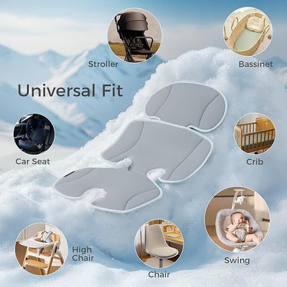 Momcozy Breathable Stroller Seat Liner | Universal Adjustable Soft Pad | Soft & Dry Comfort | Detachable 2-Piece Feel Cooling-Touch Cushion | Fits Strollers, High Chair, Bassinet, Swing