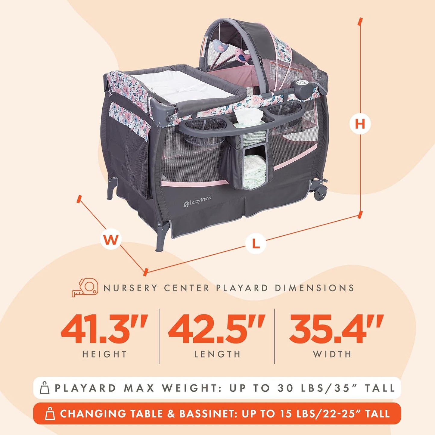 Baby Trend Lil' Snooze Deluxe II Nursery Center, Twinkle Twinkle Little Moon