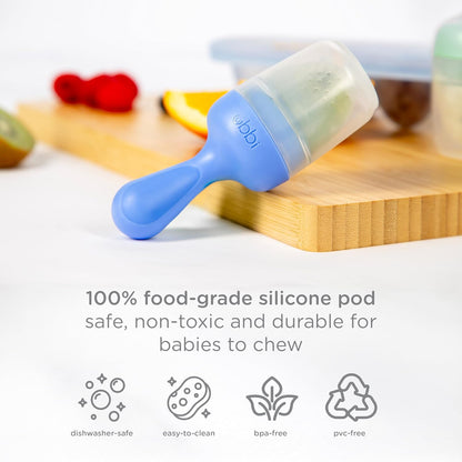 Ubbi Baby Food Feeder & Freezer Tray Set, Infant Teething Relief, BPA-Free, Safely Introduce Solids and Self Feeding, Freezable Popsicle Molds, Dishwasher Safe, Smoothie Purple & Zest Green