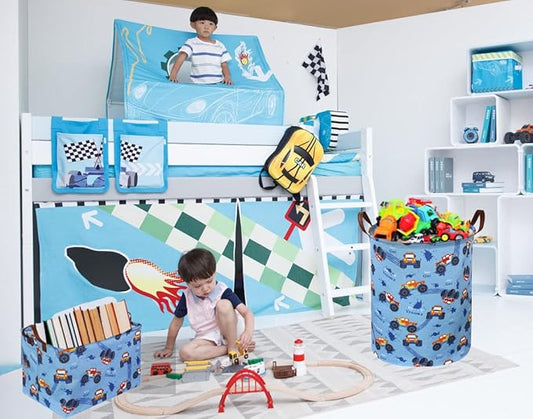 Rectangular Monster Truck Basket Organizer.Kids Baskets,Boys Storage Basket with Handles.Car Bins for Kids,Books, Gifts Storage. (Monster Trucks )