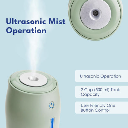 LivePure Cool Mist Humidifiers for Bedroom. Small Humidifier for Babies, Nursery, Plants, Office. Ultrasonic Cool Mist Humidifier w/Quiet Operation, USB-C Rechargeable. Rose Quartz
