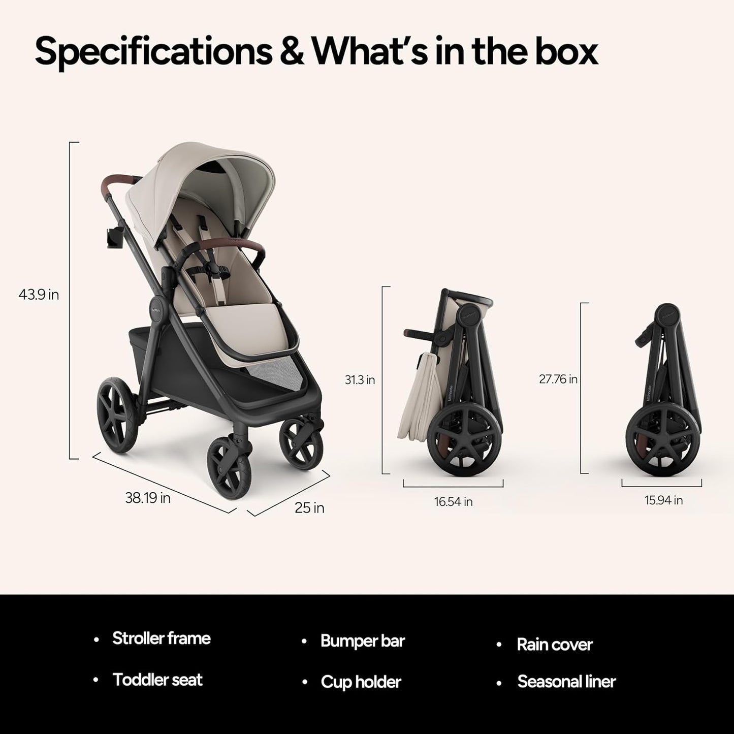 Mompush Ultimate2 Baby Stroller, Premium Convertible Full-Size Stroller for Toddler, Reversible Seat with One Hand Recline Adjustment, Car Seat Adapter Included