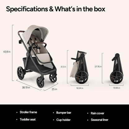 Mompush Ultimate2 Baby Stroller, Premium Convertible Full-Size Stroller for Toddler, Reversible Seat with One Hand Recline Adjustment, Car Seat Adapter Included