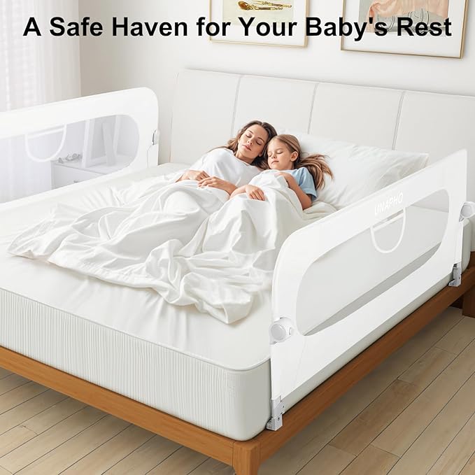 Bed Rail for Toddlers,Swing Down Kids Bed Rails Guard for Twin,Full,Queen,Bunk Size Bed,Extra Tall Child Bed Rail Guard with Reinforced Anchor Safety System,32" L x 29.5" H,White