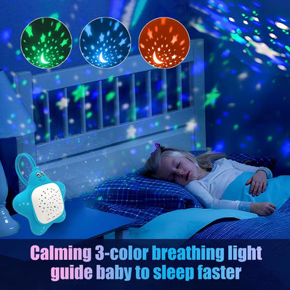 Portable White Noise Machine for Baby | Sleep Aid Music Lullaby Sound Machine with Star Projector for Nursery, Home, Travel | Gift for Infants, Toddlers, Kids