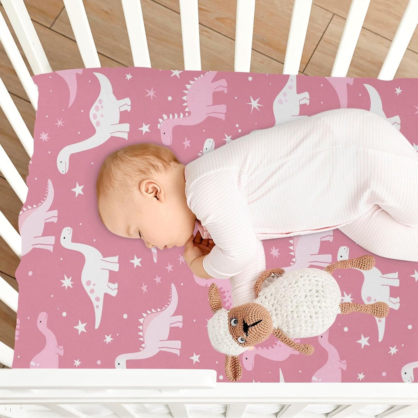 Fitted Crib Sheets Cactus and Floral Stretchy Portable Playard Sheets for Baby Toddler, Breathable Soft Mini Crib Mattress 52 x 28 in for Boys and Girls