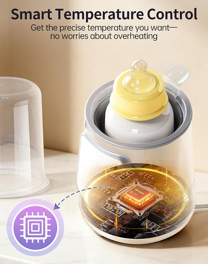 12 in 1 Fast Baby Bottle Warmer with Even Heating No Hot Spots, Night Mode, Sterili-zing, Constant Temp Milk Warmer for Breastmilk & Formula, Fits All Bottles Grey