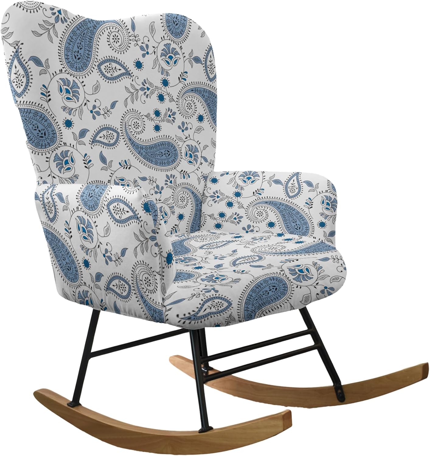 CRFATOP Jacquard 1 PC Nursery Rocking Chair Recliner Covers Upholstered Glider Rocker Banquet Armchair Slipcover Stretch Accent Chairs Furniture Protector for Living Room Bedroom Offices,Green