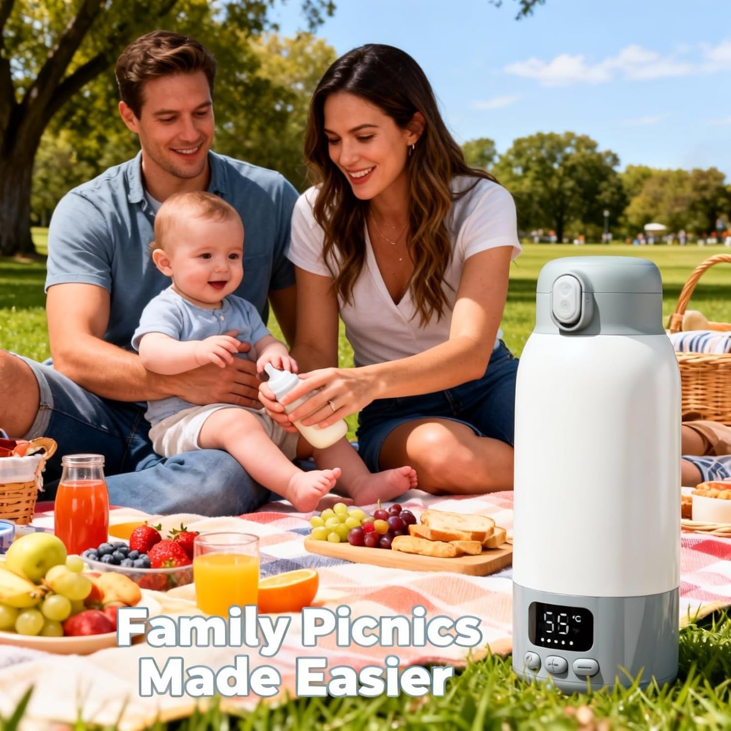 Portable Bottle Warmer for Travel, Fast Heating Milk Warmer On The Go, 17 OZ Water Warmer for Breast Milk, Formula, Water, Temp Control 98°F -131°F, Baby Essentials for Outdoor Airplane Car Journey
