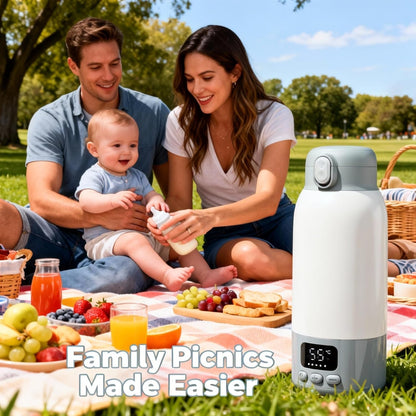 Portable Bottle Warmer for Travel, Fast Heating Milk Warmer On The Go, 17 OZ Water Warmer for Breast Milk, Formula, Water, Temp Control 98°F -131°F, Baby Essentials for Outdoor Airplane Car Journey