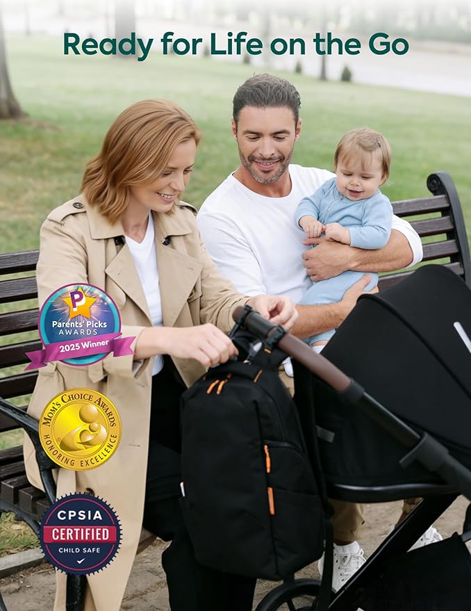 Babelio Grid Wizard Diaper Bag Backpack - Multi Function Waterproof Diaper Bag, Travel Essentials Baby Bag with 4 Individual Organizers, Insulated Bottle Holders, Baby Shower Gifts, Black