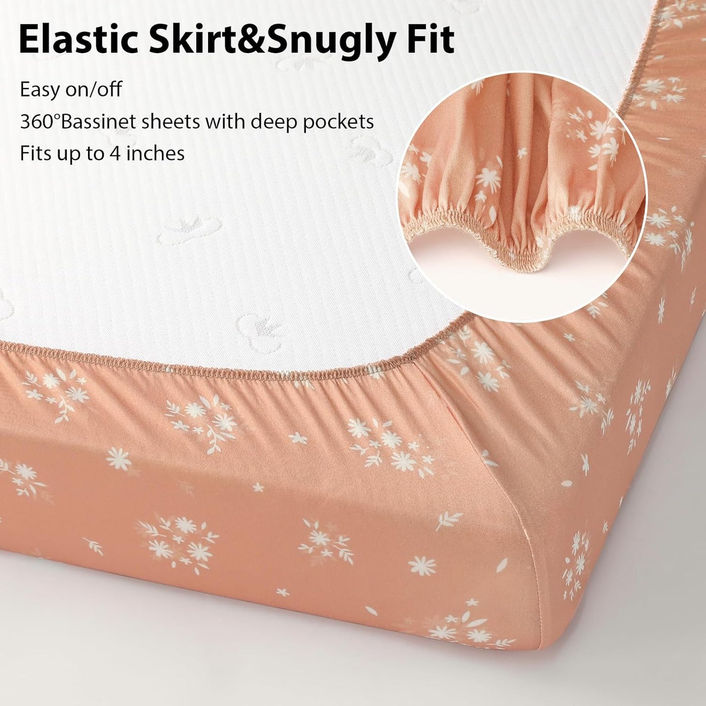 Baby Bedside Bassinet Sheets Girl, 33”x20” Compatible with Baby Delight Dream On Me & Most Rectangle Bedside Sleeper Bassinet Mattress, Super Soft Microfiber Pink Butterfly Flower
