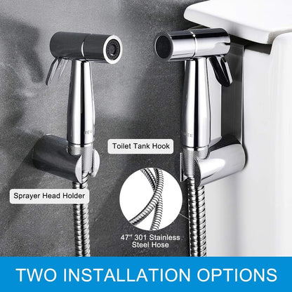 ABS Handheld Bidet Sprayer for Toilet,REWEE Chrome Plate Plastic Bidet Attachment for Toilet,Cloth Diaper Bidet Toilet Sprayer,Toilet Bidet Set Cleaning Hygiene shutoff