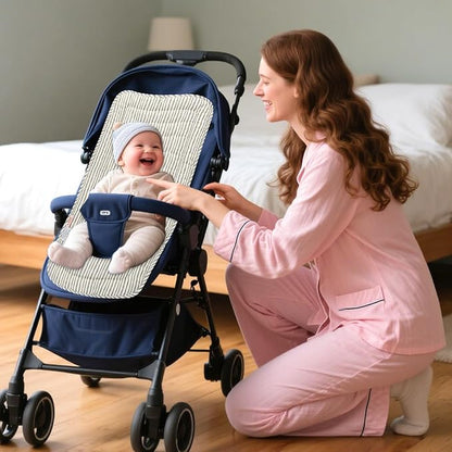 Baby Stroller Cushion,Infant Car Seat Insert-Reversible Universal Breathable and Soft Newborn seat Liner for Stroller,100% Cotton Seat Pad Liner for Newborns-34x78cm,1 Pack(Happy Zoo)