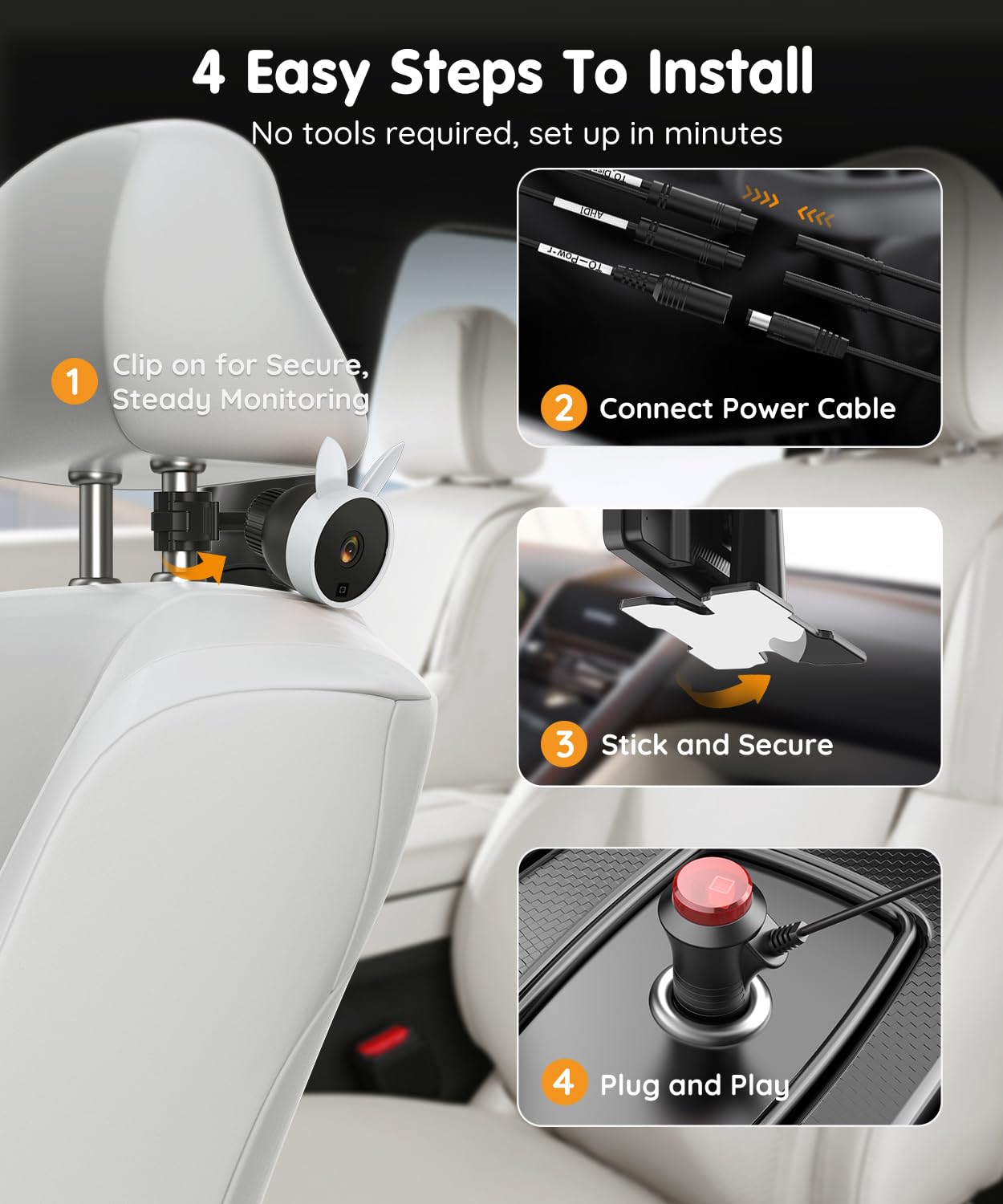 Babyvue BV3PRO Dual Baby Car Camera for 2 Boys, 7.2" 1080P HD Split Screen, Crystal Clear IR Night Vision, No Distortion Display Baby Car Monitor, Safe Driving for Back Seat & Pets